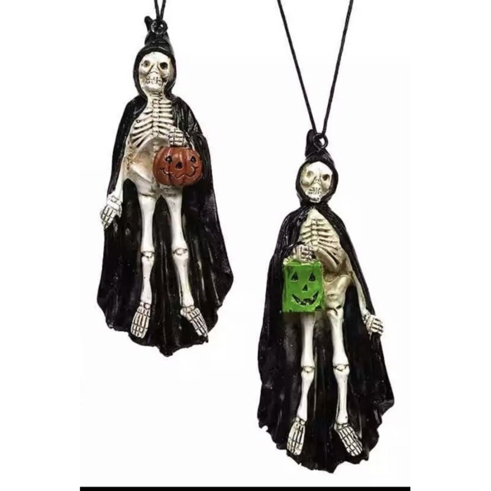 Kurt S Adler Skeleton With Cape Halloween Ornaments Set Of 2 Trick Or Treat